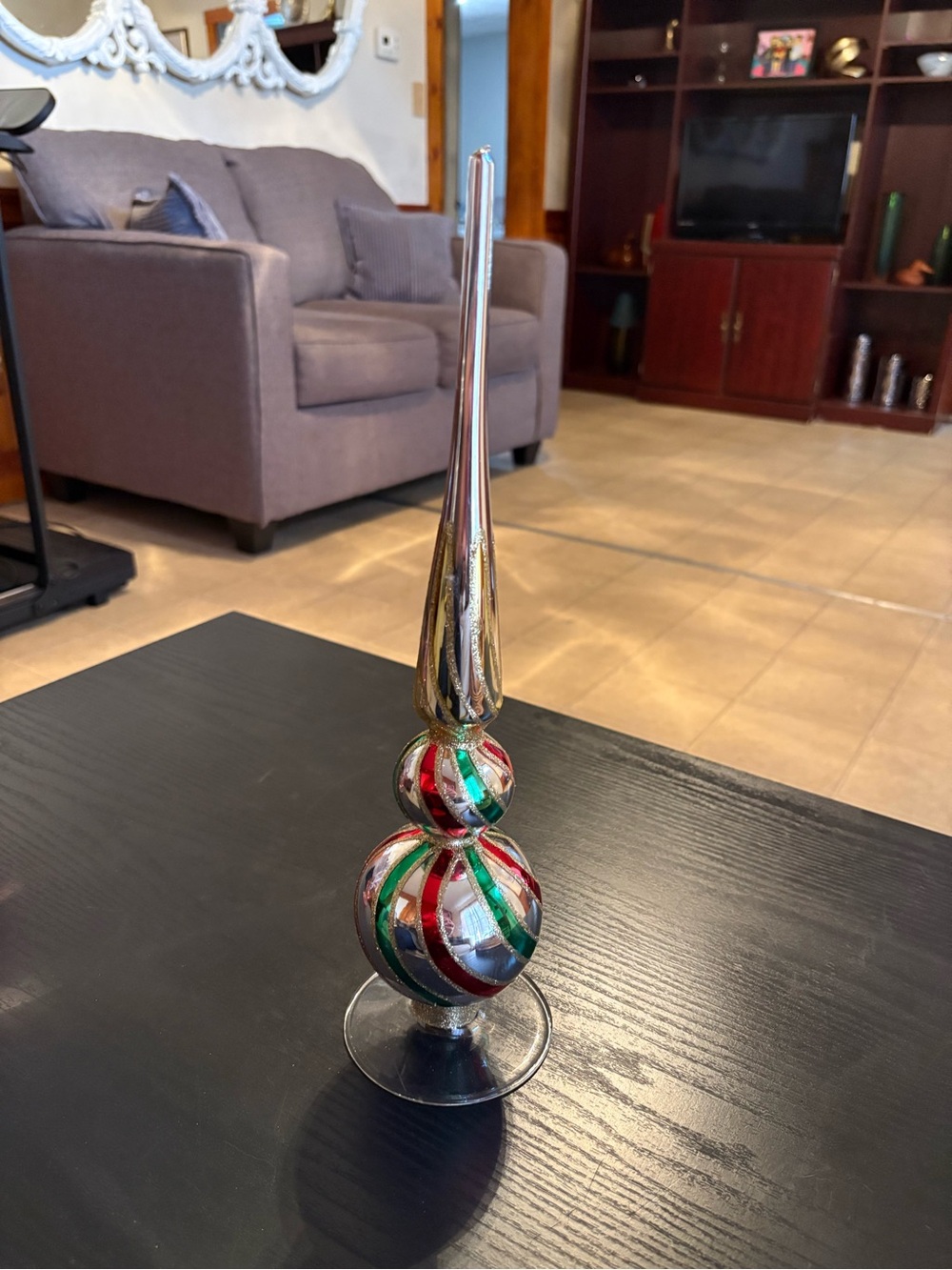 Blown Glass Tabletop Finial Mantle Christmas Ornament Decor – Large 14”